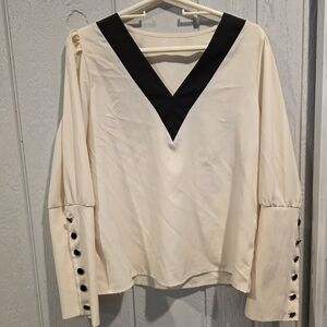 Elegant Cream and Black Women's Top
